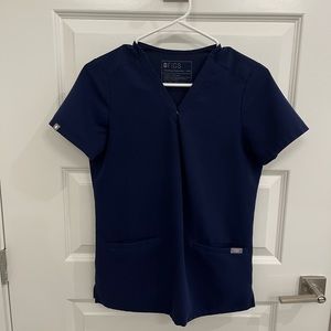 Figs - casma three pocket scrub top. Size XXS petite. Navy blue. Used.